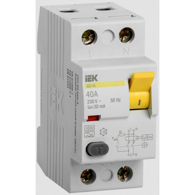 Выключатель дифференциального тока (УЗО) 2п ВД1-63 40А 30мА