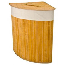 Корзина для белья складная с крышкой, круглая, бамбук, 35x35х50см, натурал.цвет VETTA